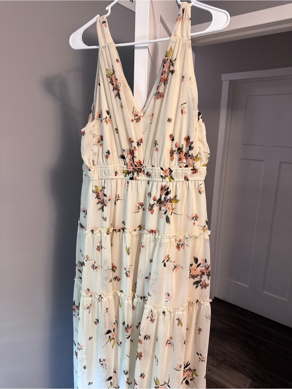 No Floral Cream Tiered Maxi Dress - Cream